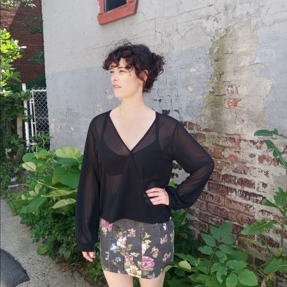 Black Sheer Long Sleeve Top - Picture 5 of 14